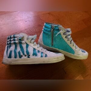 P448 Skate Cow Turquoise High Top Sneaker Size 40